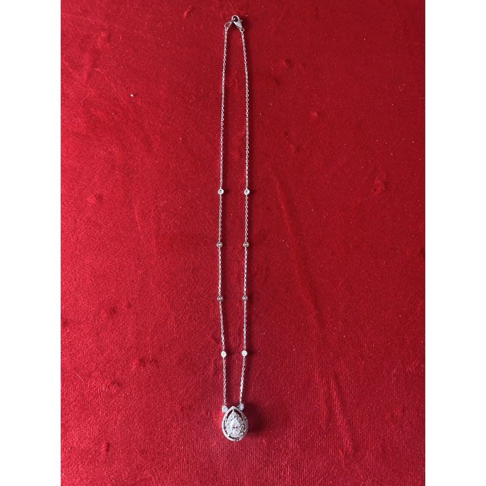 Custom Estate Pear Halo Diamond By The Yard 14k White Gold Necklace Pendant